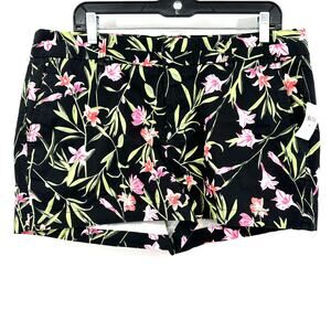 Khakis By Gap Size 14 The City 3 inch Shorts NWT Shorts Black Pink‎ Flower Print